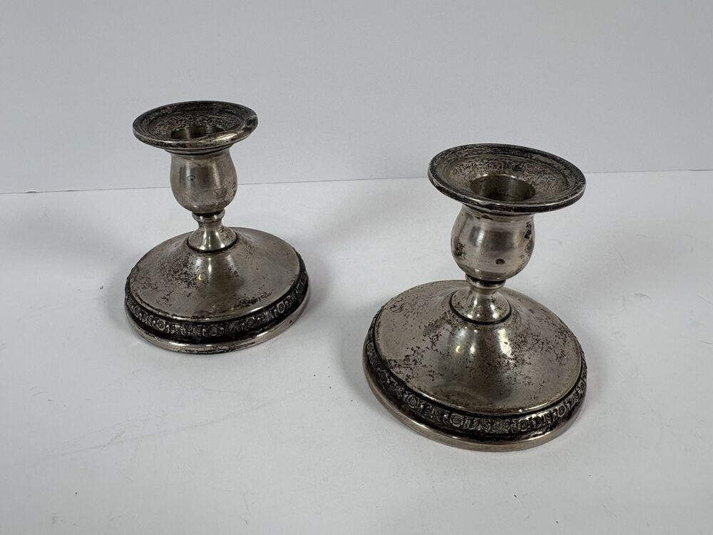 International Sterling Prelude N212 Candlestick Pair Weighted Reinforced Vintage